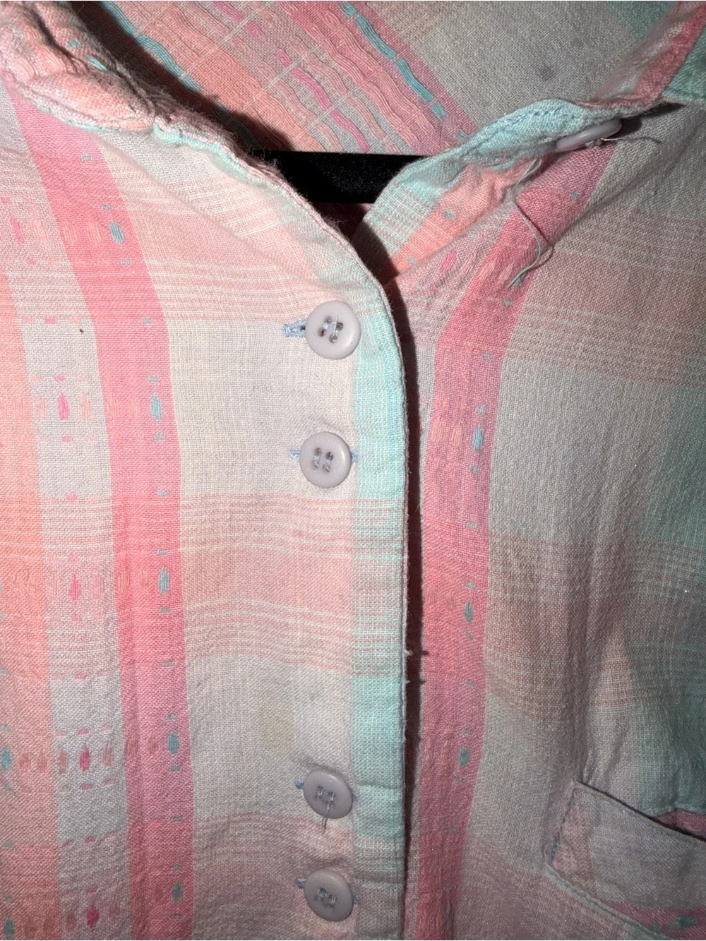 Pastel Pink & Mint Striped Button-Up Shirt